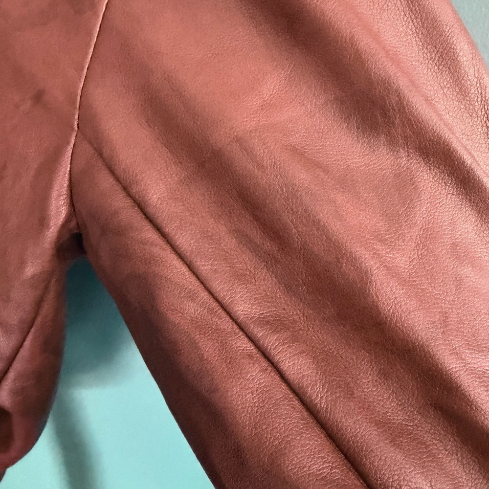 Avec Les Filles Anthropologie Brown Faux Leather Cropped Jacket Sz S - Picture 10 of 12